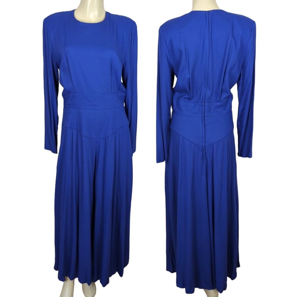BARBOGLIO cristina jan Size 12 Vintage Long Sleeve Palazzo Pants Blue Jumpsuit‎